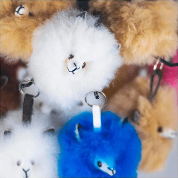 Alpaka Schlüsselanhänger Plüsch aus echtem Alpakafell