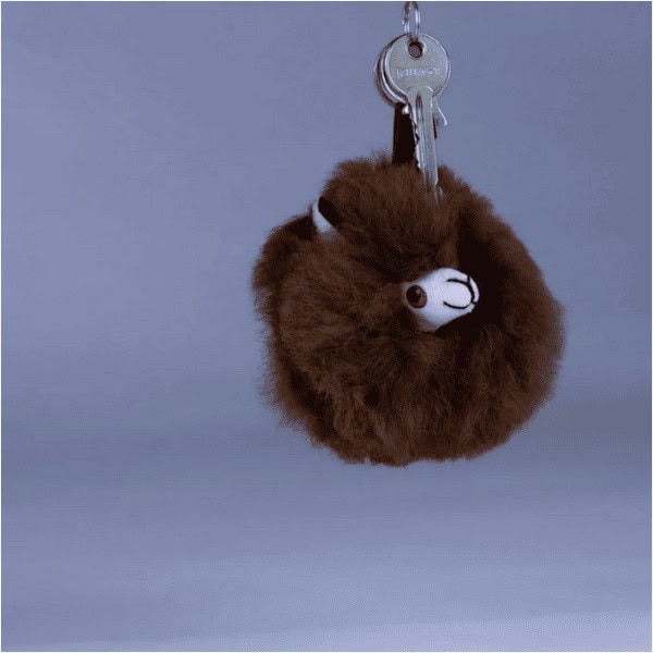 Alpaka Schlüsselanhänger Plüsch aus echtem Alpakafell dunkelbraun
