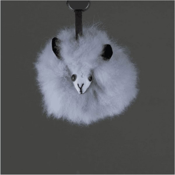 Alpaka Schlüsselanhänger Plüsch aus echtem Alpakafell grau